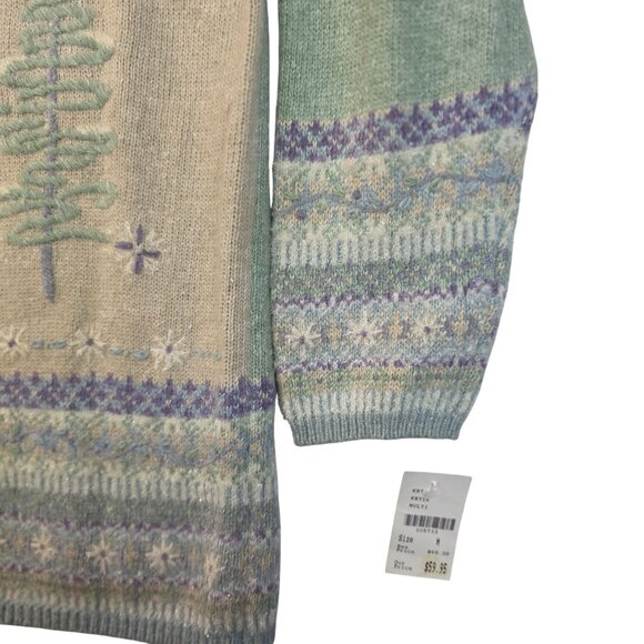 Koret Green Fair Isle Tree Design Angora Medium Sweater Vintage Deadstock - Picture 6 of 10